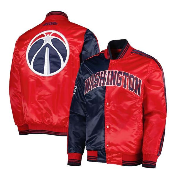 Buy NBA Men's Washington Wizards Navy Red Fast Break Satin Full-Snap Jacket