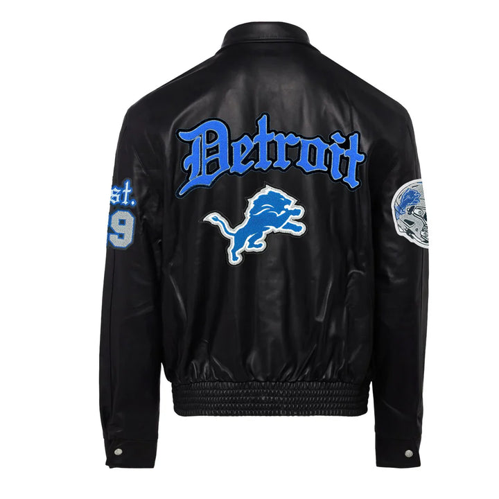 DETROIT LIONS FULL LEATHER OLD ENGLISH JACKET IN USA