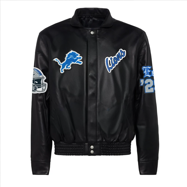 DETROIT LIONS FULL LEATHER OLD ENGLISH JACKET IN USA