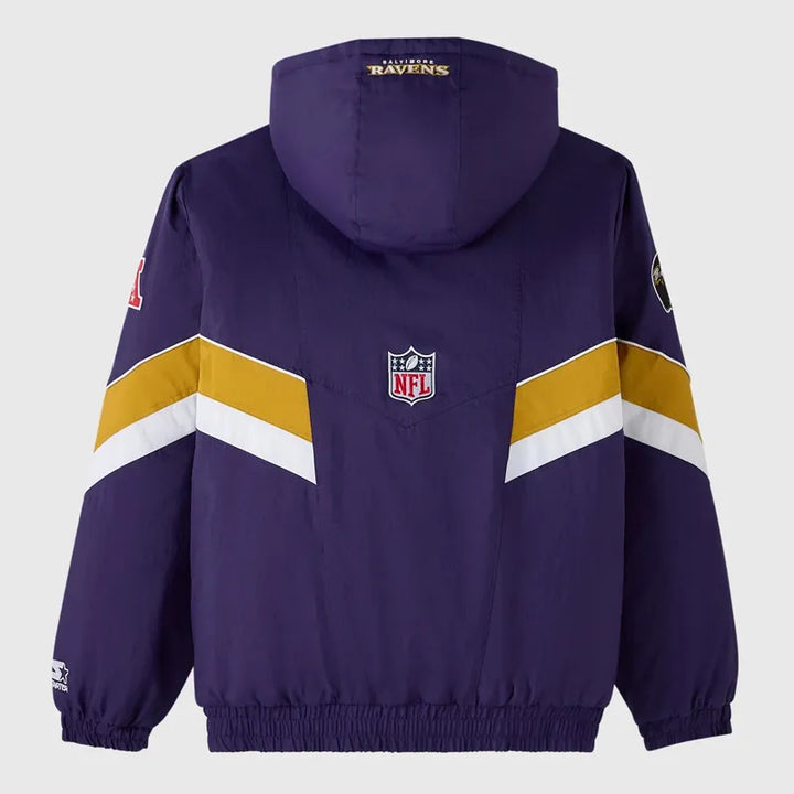 Warm Baltimore Ravens puffer coat for cold weather support in USA