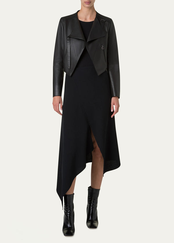 Buy Black Nappa Leather Crop Moto Jacket