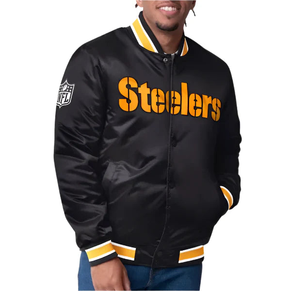 Buy Pittsburgh Steelers Closer Black Satin Jacket