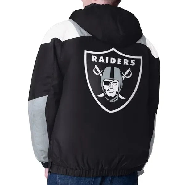 Black Raiders nylon hooded jacket

