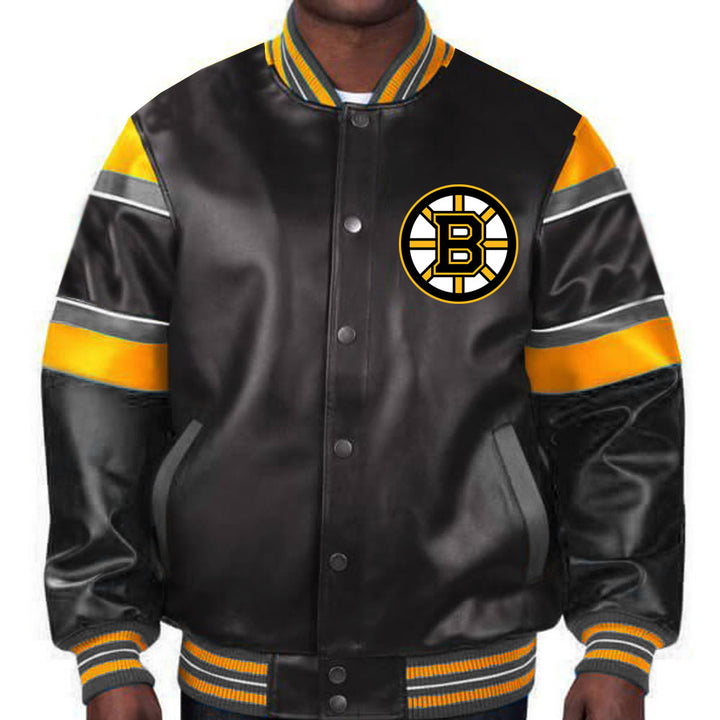Step out in true Patriots fashion with this meticulously detailed leather jacket, echoing the team's championship spirit in France style