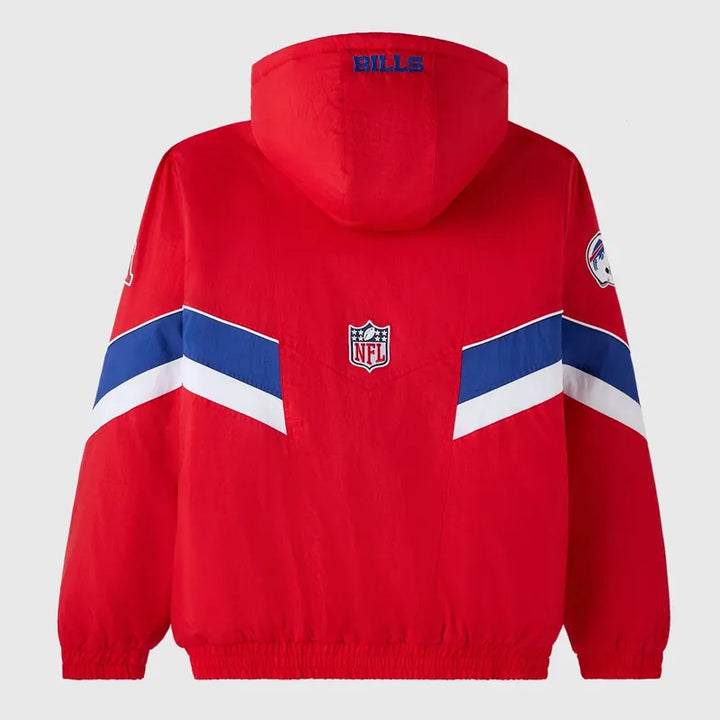 Men's Buffalo Bills puffer coat for cold weather games in USA