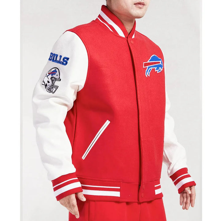 Comfortable and durable Buffalo Bills varsity jacket for fans of all genders in USA