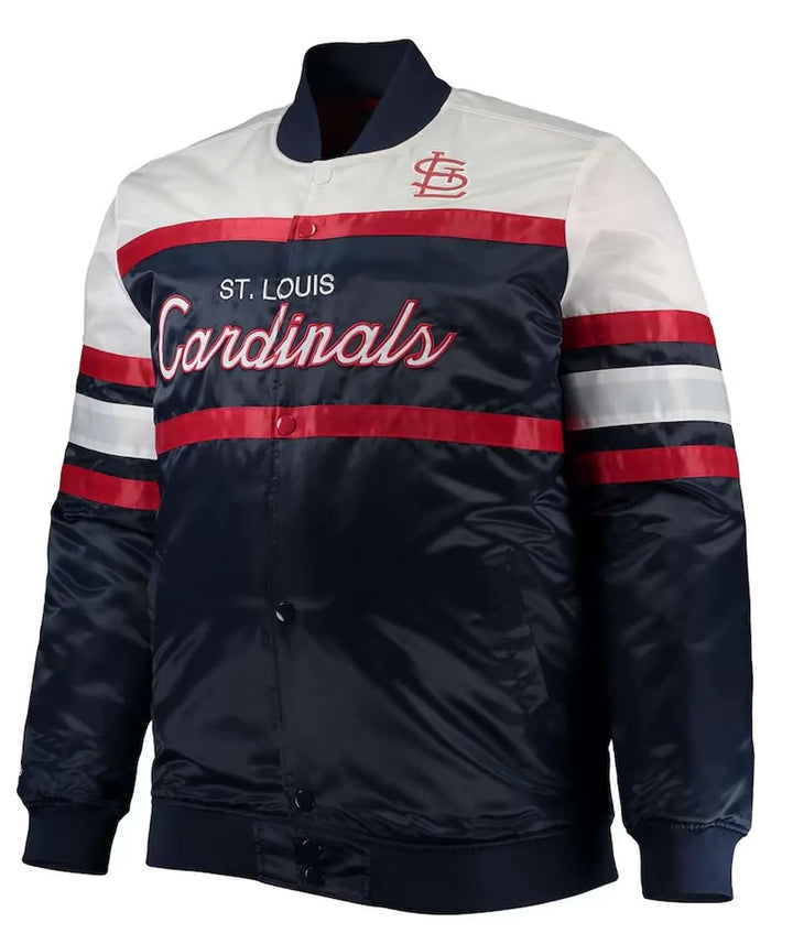 Satin Cardinals jacket with ribbed collar

