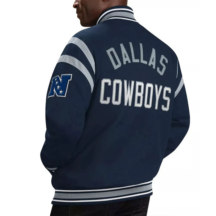 Unisex NFL Dallas Cowboys Tailback varsity jacket in navy and silver in USA