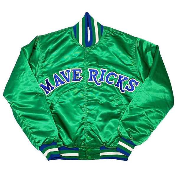 Dallas Mavericks Green Satin Varsity Jacket

