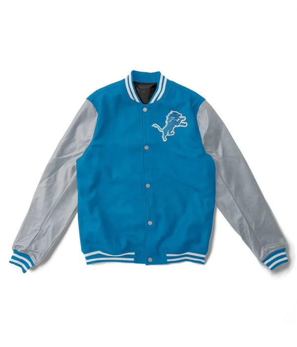 Detroit Lions classic wool varsity jacket with embroidered logo in USA