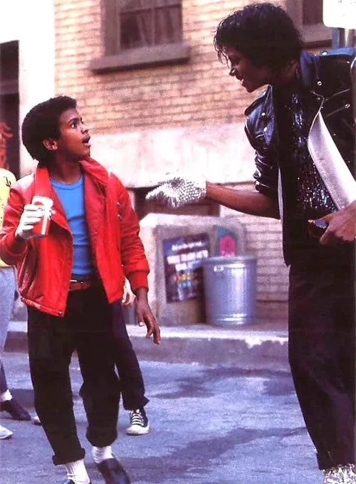 Iconic Michael Jackson B&W leather jacket for men in USA