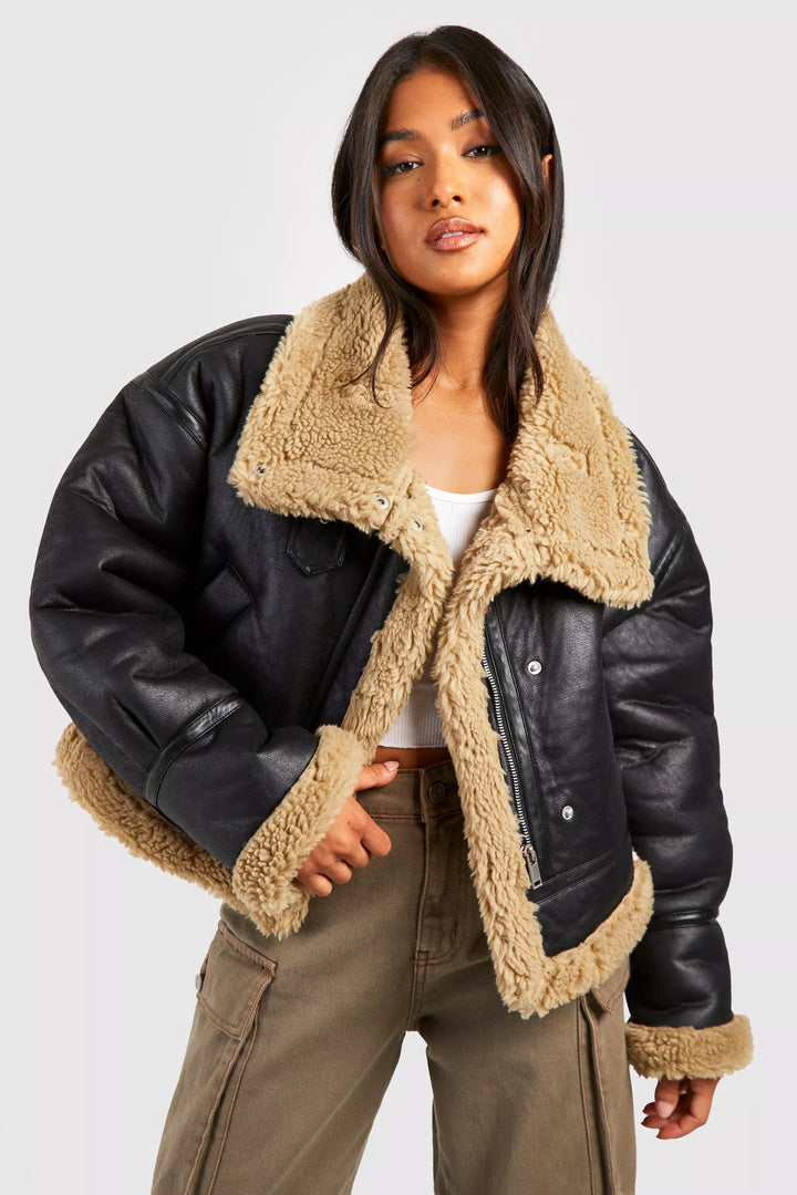 Stylish trim aviator jacket for women in American style