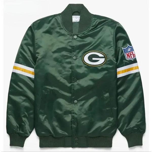 Green Bay Packers Striped Green Satin Jacket