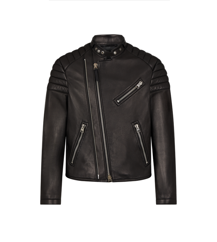 Grain leather zip biker jacket for men and women in USA