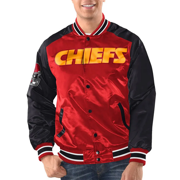 Kansas City Chiefs satin jacket for men and women with official team logo in USA