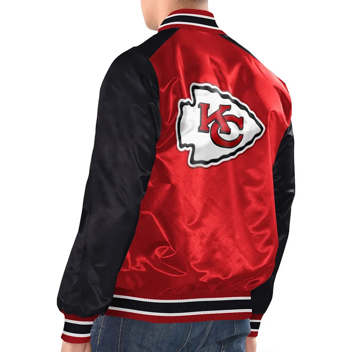Unisex NFL Kansas City Chiefs satin jacket in red and gold in USA