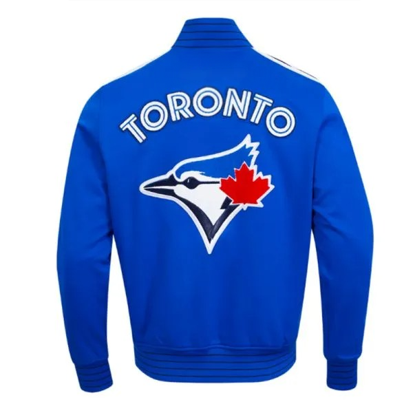 Blue jacket with Toronto Blue Jays logo on a white background