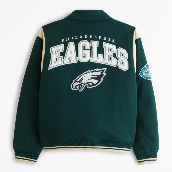 Green varsity wool jacket inspired by the Eagles

