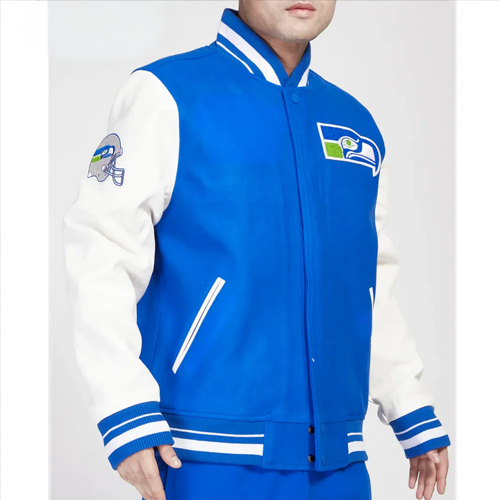 Stylish Seattle Seahawks varsity jacket with embroidered team branding in American Style