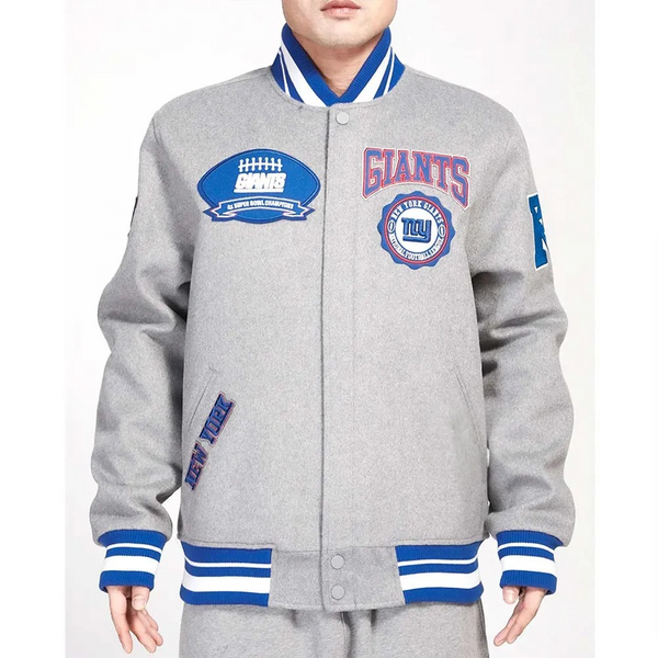 Buy NY Giants Crest Emblem Gray Varsity Wool Jacket