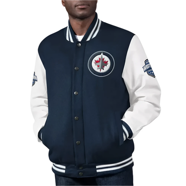 Buy Blue NHL Winnipeg Jets Wool Jacket Men and Women