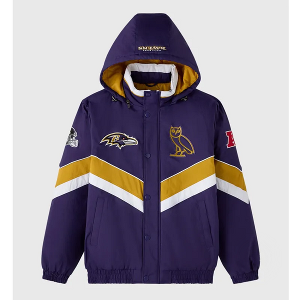 Baltimore Ravens sideline puffer jacket with team logo in USA