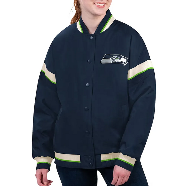 Seattle Seahawks varsity jacket for men and women featuring team logo in USA