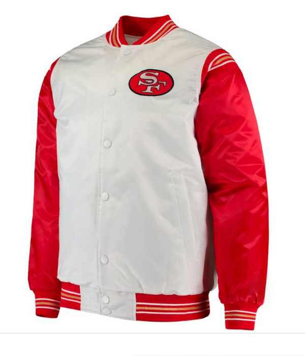 Front View 49ers San Francisco Red and White Starter Jacket