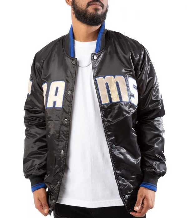 NFL Los Angeles Rams UK flag black satin jacket in USA