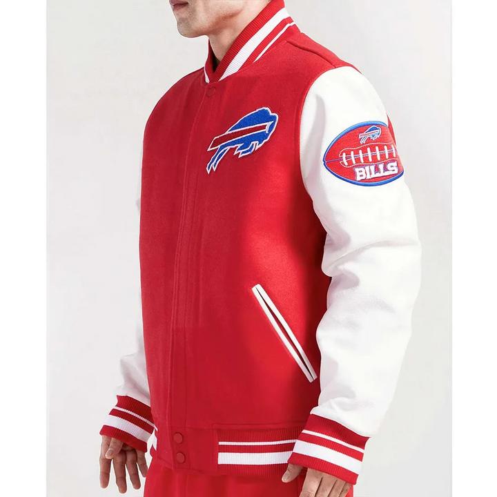 Official Buffalo Bills varsity jacket for men and women in team colors in USA