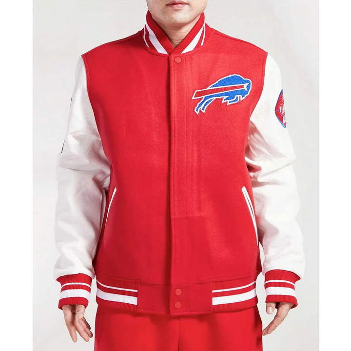 Classic Buffalo Bills varsity jacket with snap-button front in American Style