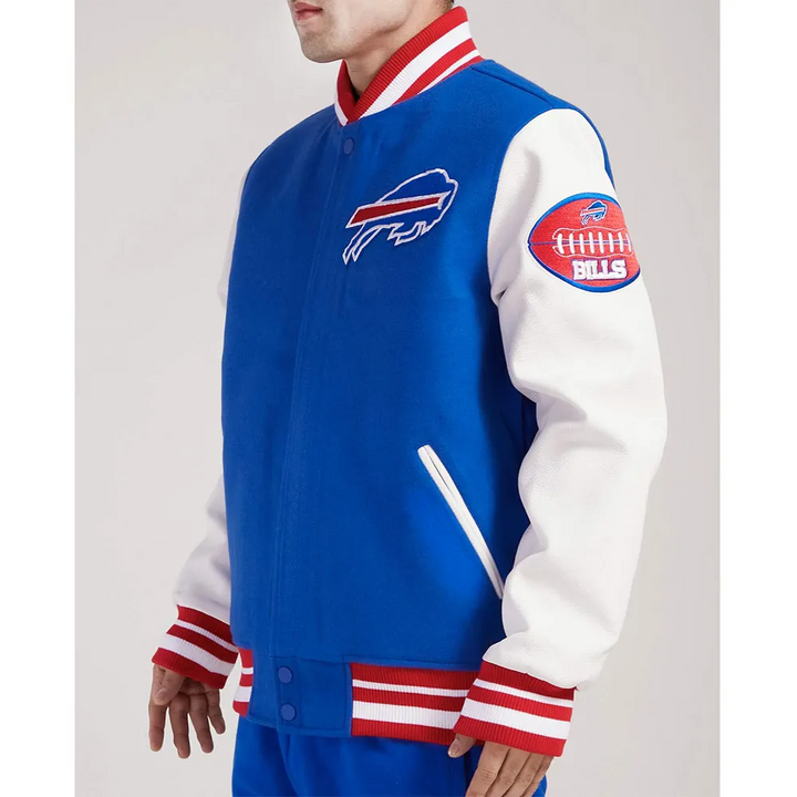 Unisex NFL Buffalo Bills varsity jacket in blue and red in USA