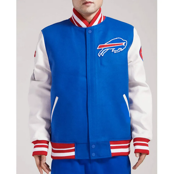 Buffalo Bills varsity jacket for men and women with official team logo in USA