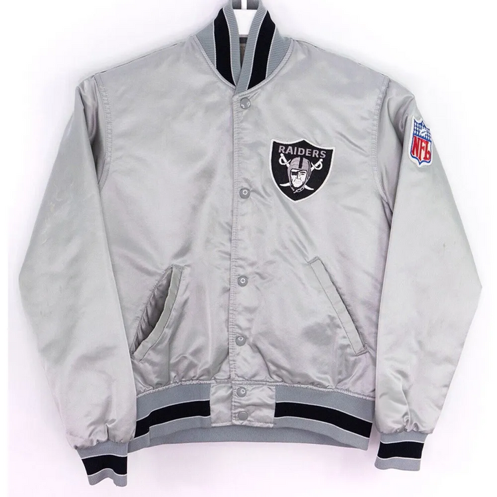 Las Vegas Raiders 80’s Silver Satin Jacket in USA