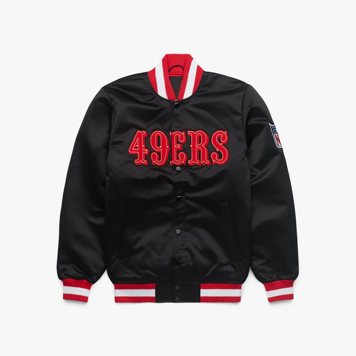49ers blackout heavyweight satin jacket

