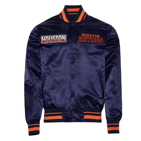 Navy blue jacket with 'Houston' and 'Houston Astros' text on a white background