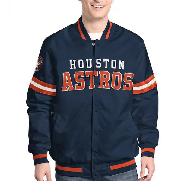 Navy blue jacket with 'Houston Astros' text on a white background