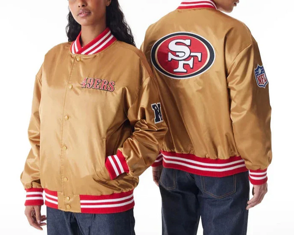 San Francisco 49ers beige satin jacket for men and women in USA