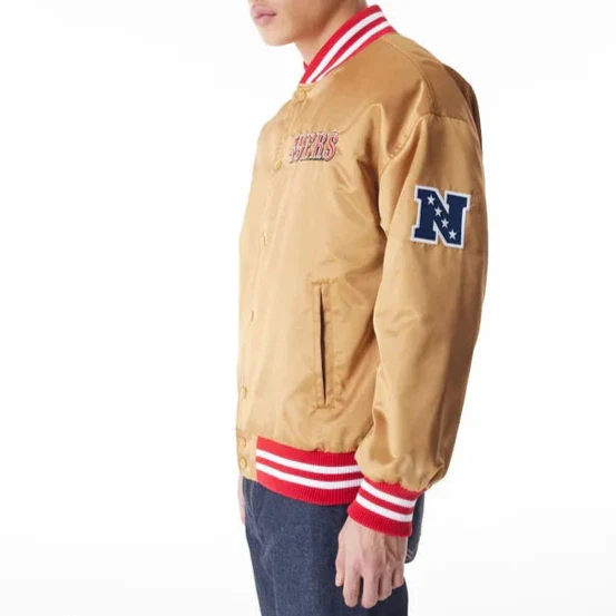 NFL 49ers beige bomber jacket for everyday wear in USA