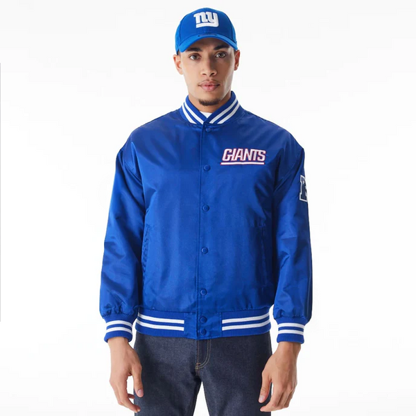 New York Giants blue satin bomber jacket for men and women in USA