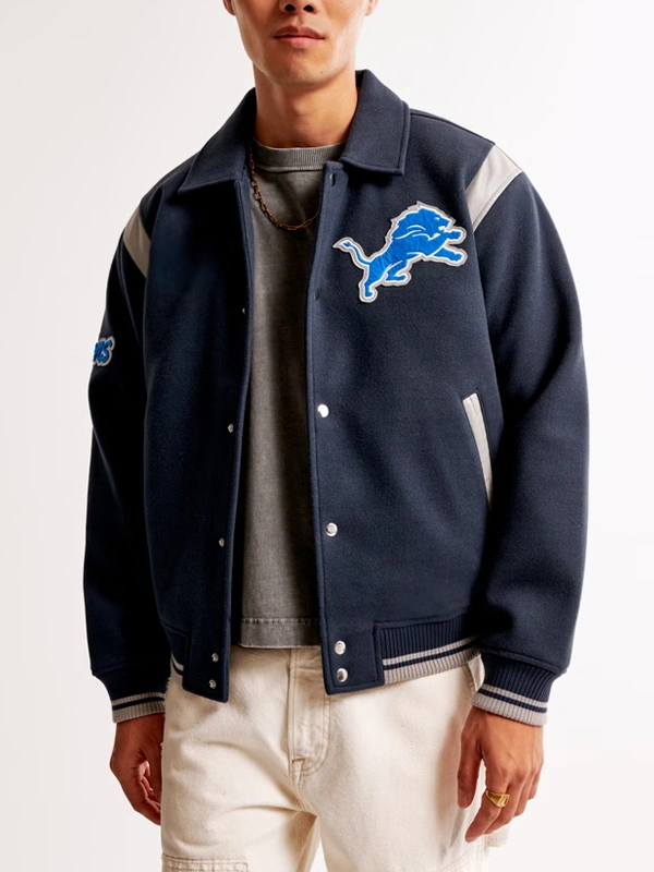 NFL DETROIT LIONS CLASSIC  WOOL VARSITY JACKET IN USA