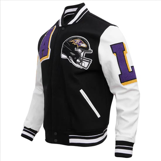 NFL Baltimore Ravens ribbed varsity jacket with leather sleeves in USA
