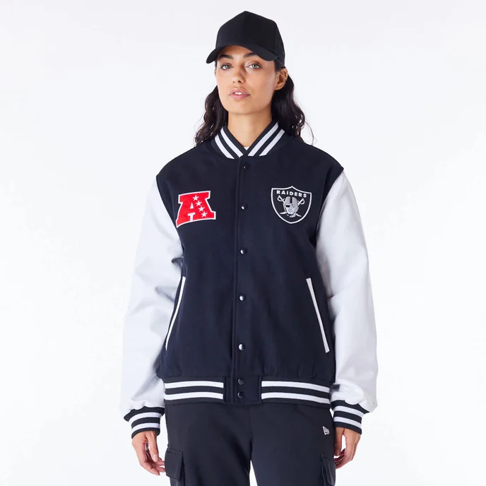 Men's NFL Las Vegas Raiders varsity jacket with ribbed cuffs in USA