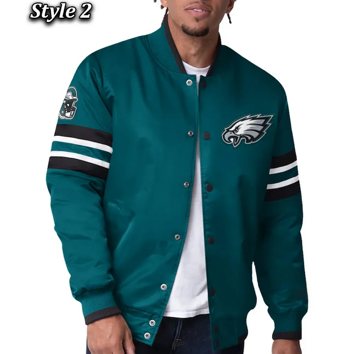 Comfortable Philadelphia Eagles satin jacket for game day in USA