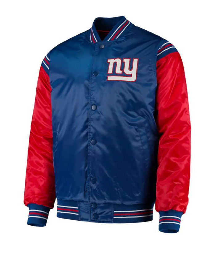 Unisex NY Giants satin jacket with red and blue design in USA
