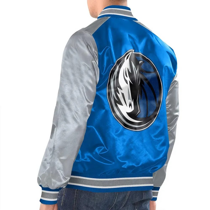 Mavericks Varsity Satin Jacket Front View

