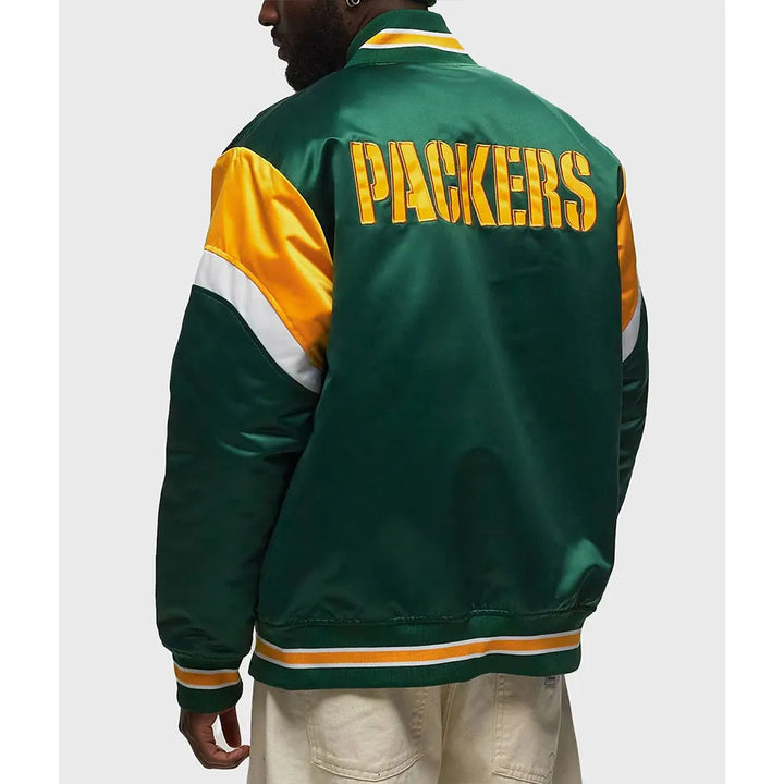 Classic NFL Green Bay Packers satin jacket with ribbed cuffs in USA