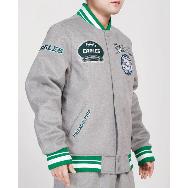 Unisex Philadelphia Eagles wool jacket for fans in Amerian Style
