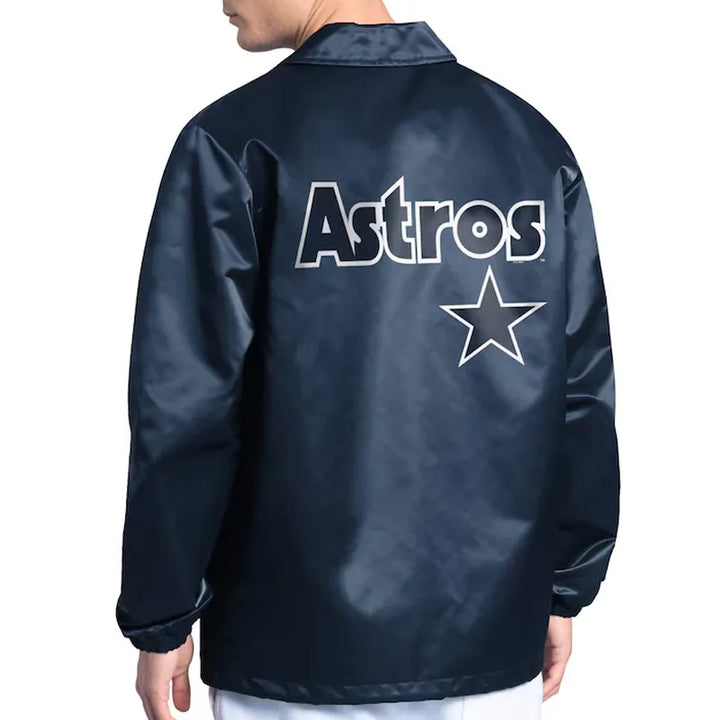 Navy jacket with 'Astros' and star logo on a white background
