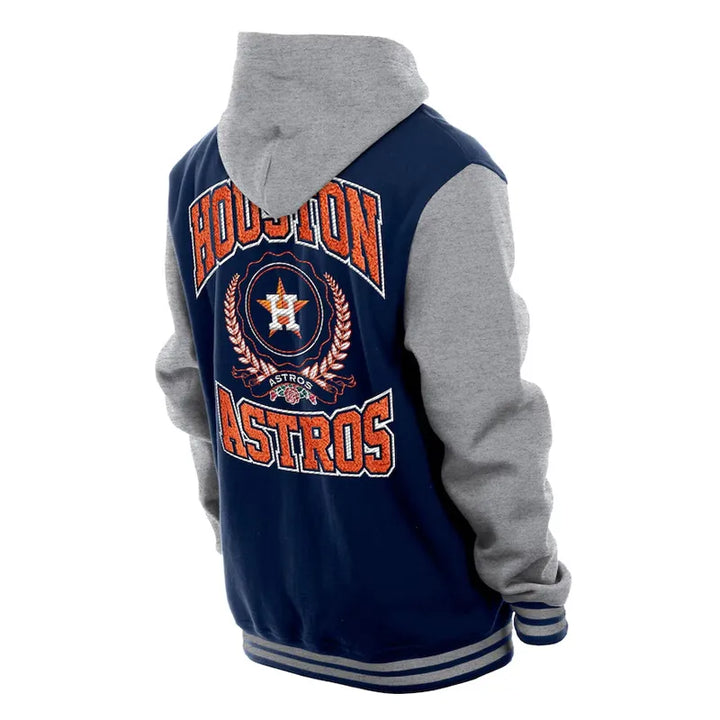 Houston Astros hoodie with navy and gray design on a white background